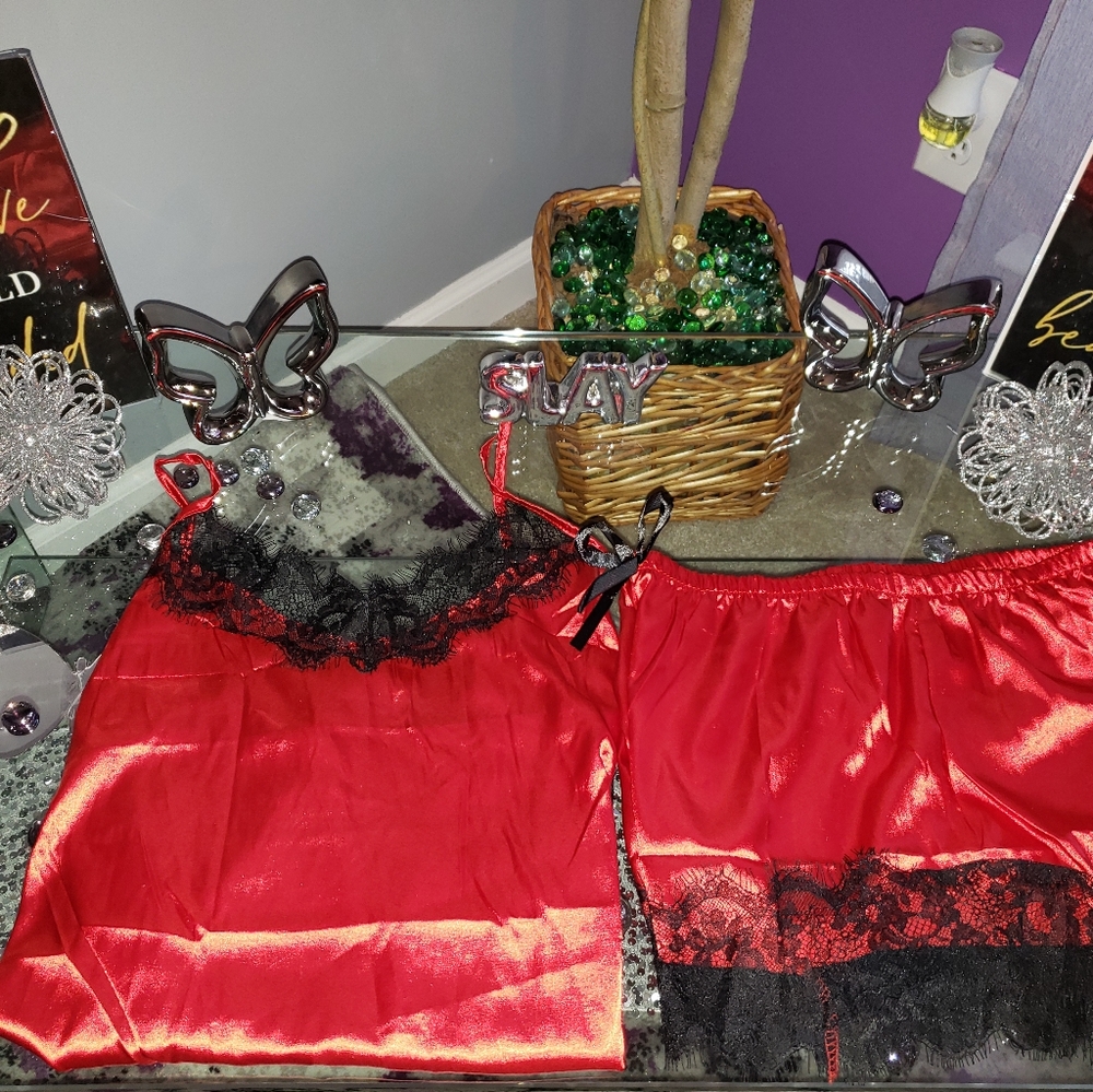 Women's 2 Piece Satin Cami & Short PJ Set (L) NWOT